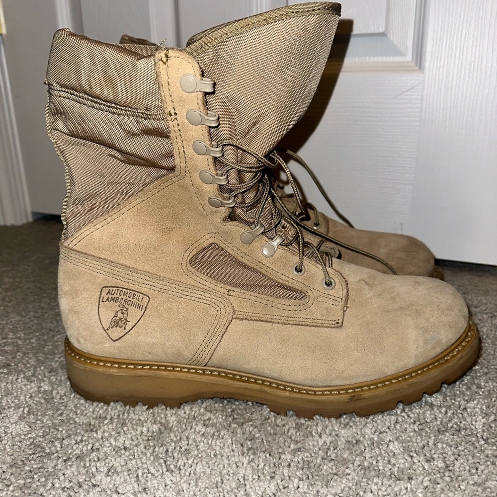 Lamborghini edition tan combat boots military men’s 12 W EU 46 RARE EUC SHOES